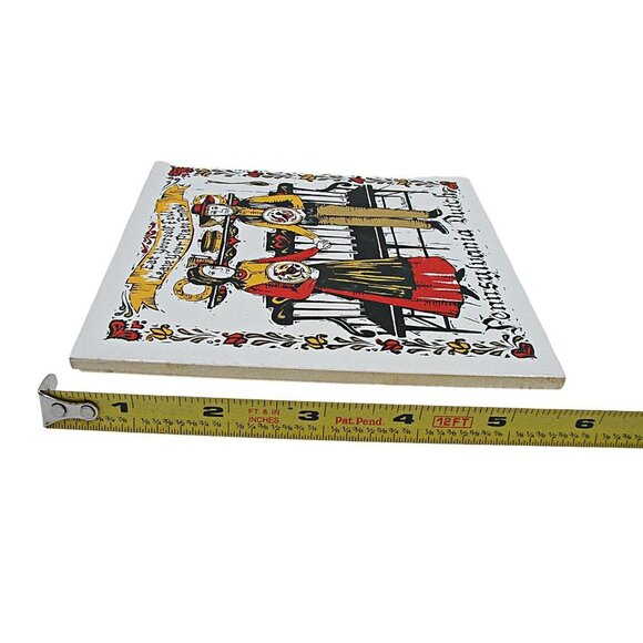 Designed Tiles NY Pennsylvania Dutch Cooking Couple Decorative Tile Trivet MCM - Picture 4 of 9